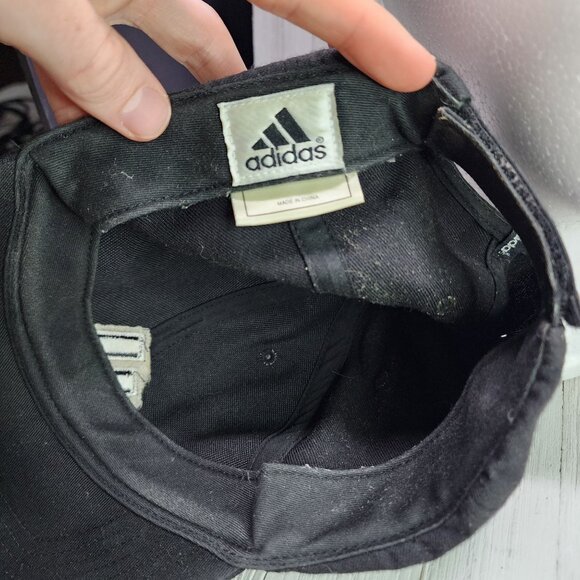 Vintage Adidas Logo Cap Hat Black One Size Fits All Adjustable Strapback - Picture 5 of 6